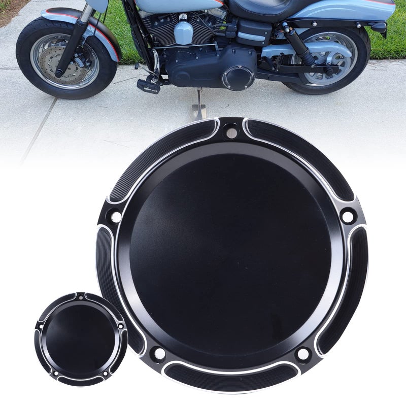 Goldfire 5 Hole Derby Timer Cover and Points Covers Fits for Harley 1999-2014 Big Twin Cam Touring Road King Electra Glide FLHR FLHX FXST Dyna (Black) - Image 1